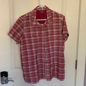 Eddie Bauer pink plaid shirt